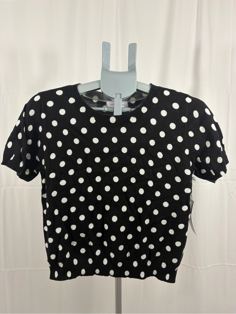 NWT Liz Claiborne Women’s Size PM Black & White Polka Dot Sweater Top